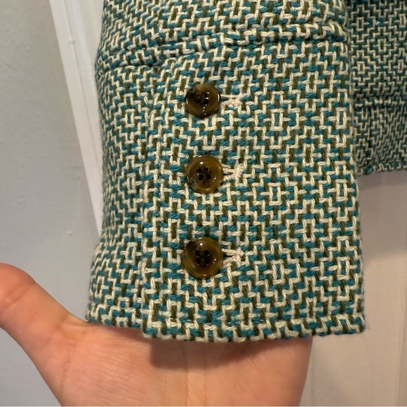 Sundance Tweed Blazer Women’s Sz 6 Green Military Wool Blend Colorful Preppy - Picture 4 of 8